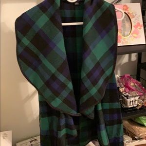 Green, navy and black Flannel Vest with pockets